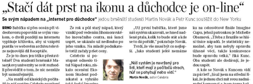 Stačí dát prst na ikonu a důchodce je online